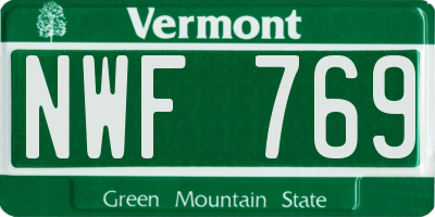 VT license plate NWF769