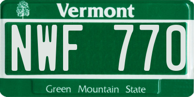 VT license plate NWF770