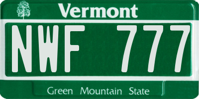 VT license plate NWF777