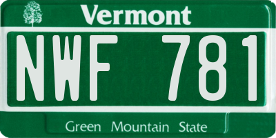 VT license plate NWF781