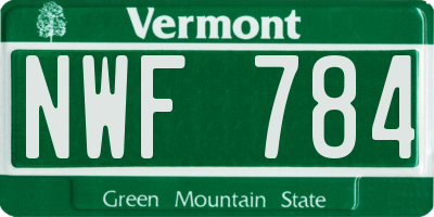 VT license plate NWF784