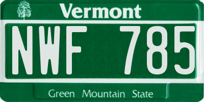 VT license plate NWF785