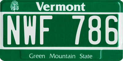 VT license plate NWF786