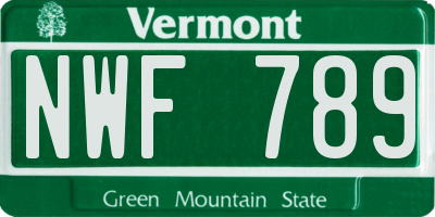 VT license plate NWF789