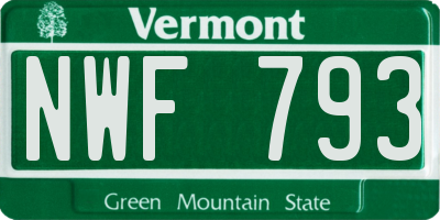 VT license plate NWF793
