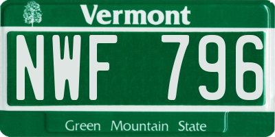 VT license plate NWF796