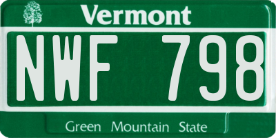 VT license plate NWF798