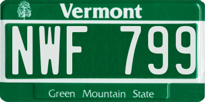 VT license plate NWF799