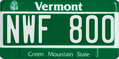 VT license plate NWF800