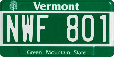 VT license plate NWF801