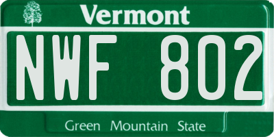 VT license plate NWF802