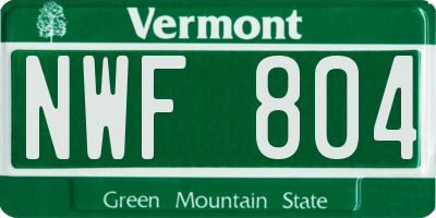 VT license plate NWF804