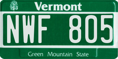 VT license plate NWF805
