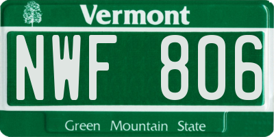 VT license plate NWF806