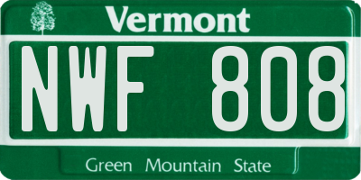 VT license plate NWF808