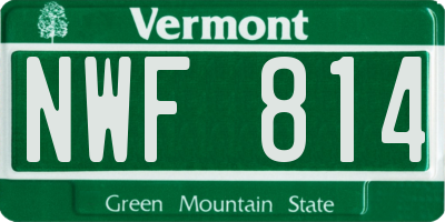 VT license plate NWF814