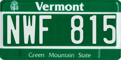 VT license plate NWF815