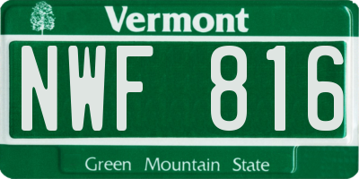 VT license plate NWF816