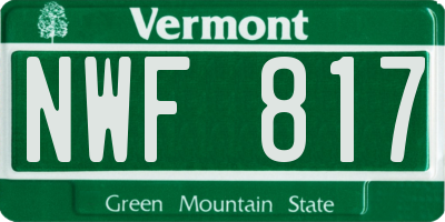 VT license plate NWF817