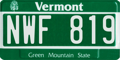 VT license plate NWF819