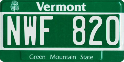 VT license plate NWF820