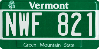 VT license plate NWF821