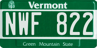 VT license plate NWF822