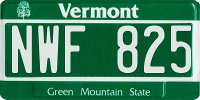VT license plate NWF825