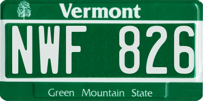 VT license plate NWF826