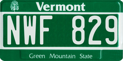 VT license plate NWF829