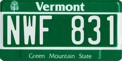 VT license plate NWF831