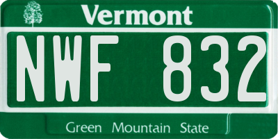 VT license plate NWF832