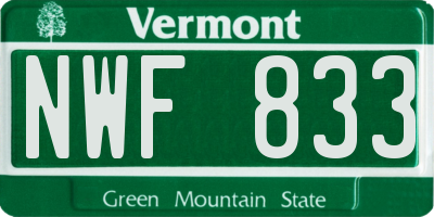 VT license plate NWF833