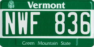 VT license plate NWF836
