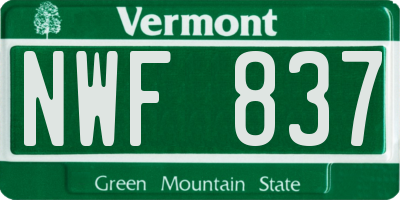VT license plate NWF837