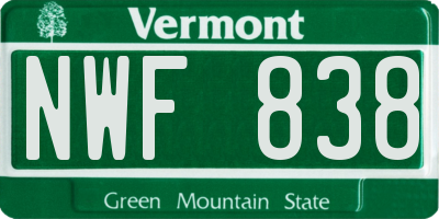 VT license plate NWF838