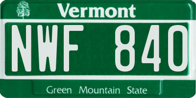 VT license plate NWF840