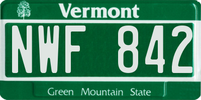 VT license plate NWF842