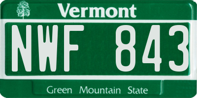 VT license plate NWF843