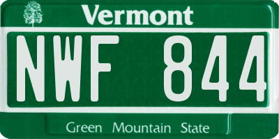 VT license plate NWF844
