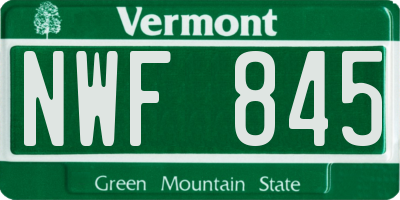 VT license plate NWF845