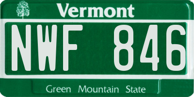 VT license plate NWF846