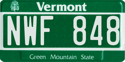 VT license plate NWF848