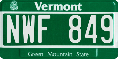 VT license plate NWF849