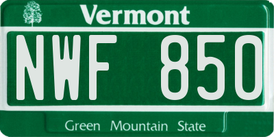 VT license plate NWF850