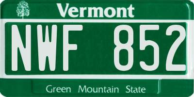 VT license plate NWF852