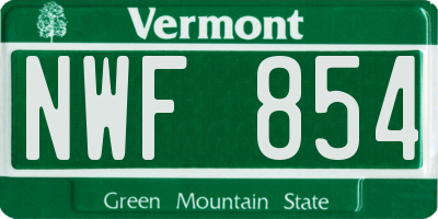 VT license plate NWF854