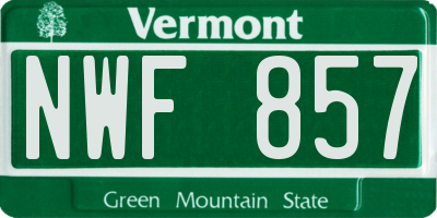 VT license plate NWF857