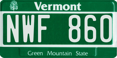VT license plate NWF860