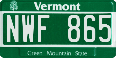 VT license plate NWF865